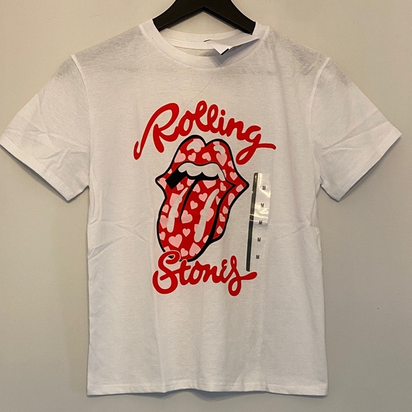 Girls White Rolling Stones Graphic T-Shirt Sz M NWT - Picture 1 of 3